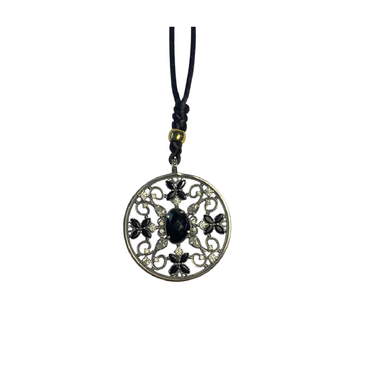 BLACK TOP SILVER NECKLACE - CL7886PN