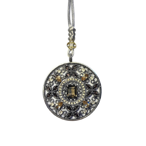 SMOKED QUARTZ TOP SILVER NECKLACE - CL8104PF