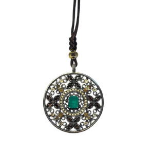 GREEN QUARTZ TOP SILVER NECKLACE - CL8104PV