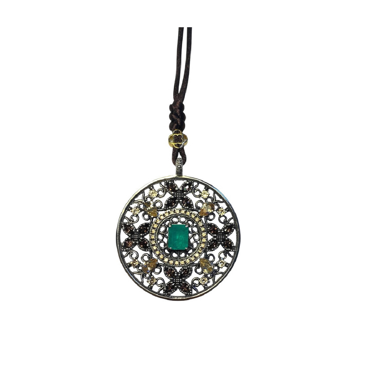 GREEN QUARTZ TOP SILVER NECKLACE - CL8104PV