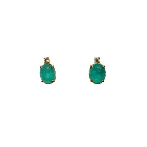 GREEN QUARTZ TOP SILVER EARRINGS - PE8137PXV