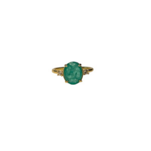 GREEN QUARTZ TOP SILVER RING - AN8137PXV
