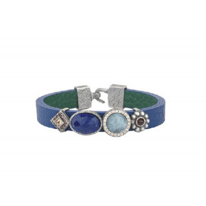 BLUE LEATHER SUNFIELD BRACELET - PU061247
