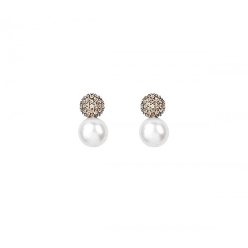 SILVER AND PEARL SUNFIELD EARRINGS - PE060643