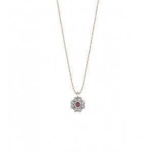 ROSE TOURMALINE FLOWER SUNFIELD NECKLACE - CL061411/26