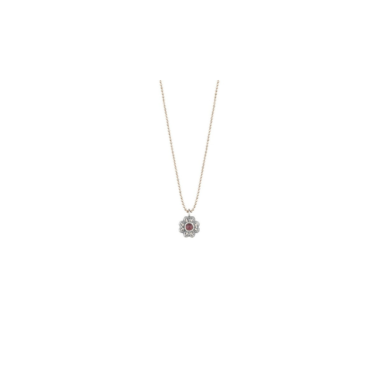 ROSE TOURMALINE FLOWER SUNFIELD NECKLACE - CL061411/26