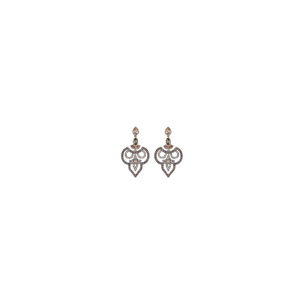 PENDIENTES SUNFIELD CITRINO PERIDOTO CUARZO ROSA - PE062052