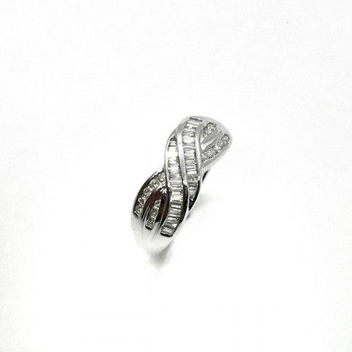 ANILLO CRUZADO OR BLANCO BAGUETTES CLIMENT 1890 - S-20-R17480/BR