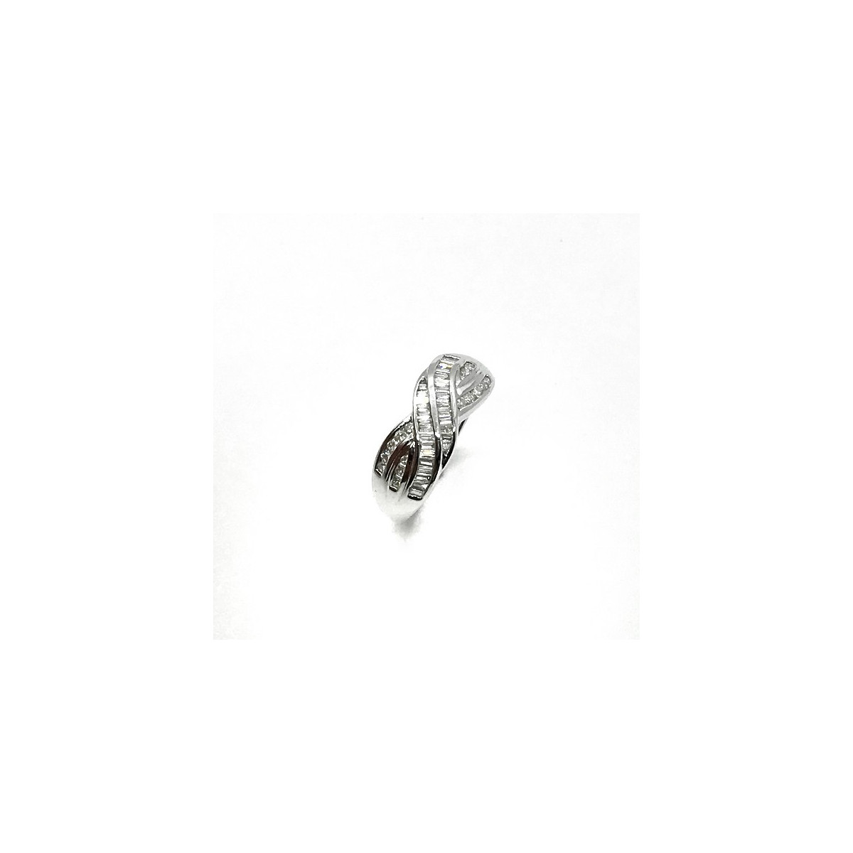CROSSED RING WHITE GOLD BAGUETTES CLIMENT 1890 - S-20-R17480/BR