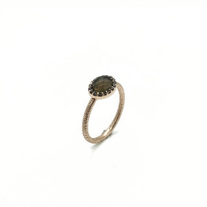 ROSE GOLD SMOKED QUARTZ SUNFIELD RING - AN060651/2