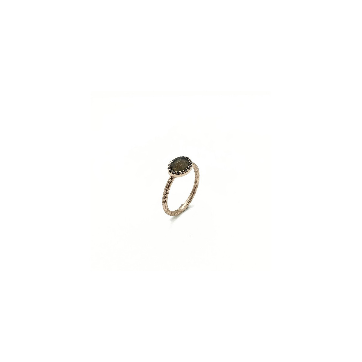 ROSE GOLD SMOKED QUARTZ SUNFIELD RING - AN060651/2