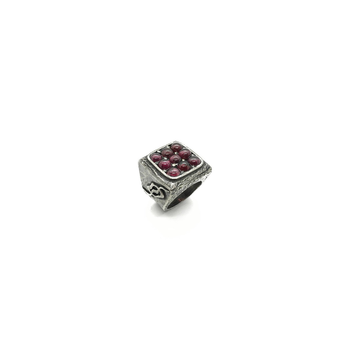 SILVER AND GARNETS PLATADEPALO RING  - R24 T/12