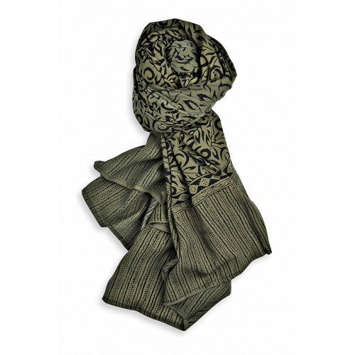 BLACK AND GREEN RAYON FOULARD - S1V