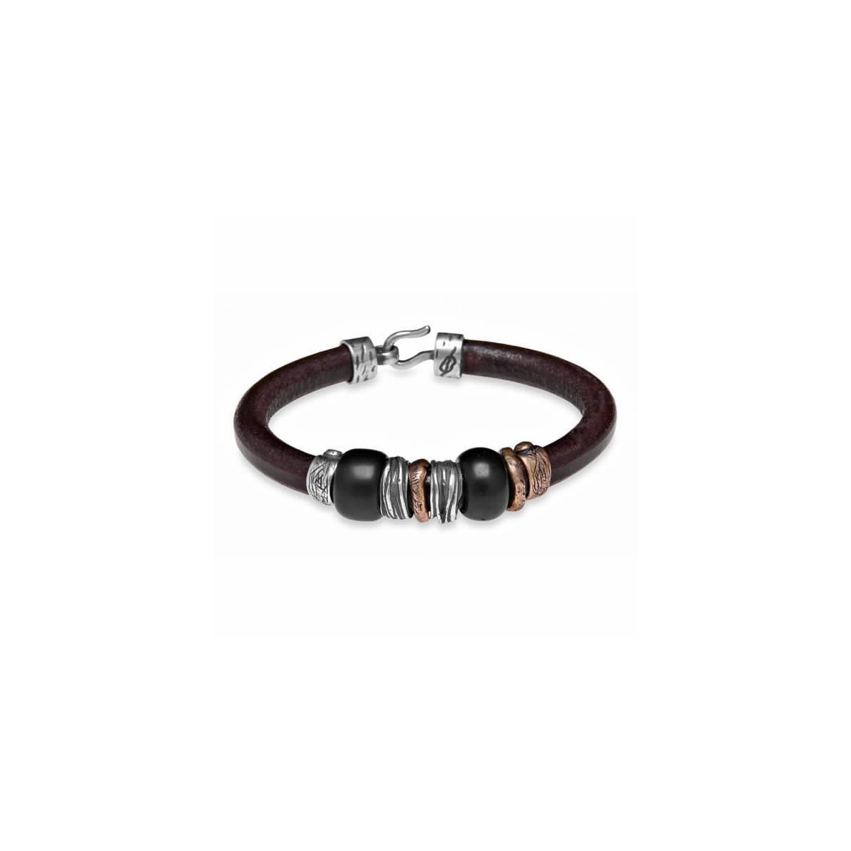 LEATHER, SILVER, BRONZE AND RESIN BRACELET  - MB2A T/20