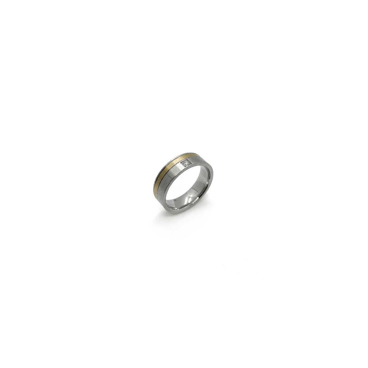 DIAMOND STEEL AND GOLD TENO RING - 068.13P01.D30.55