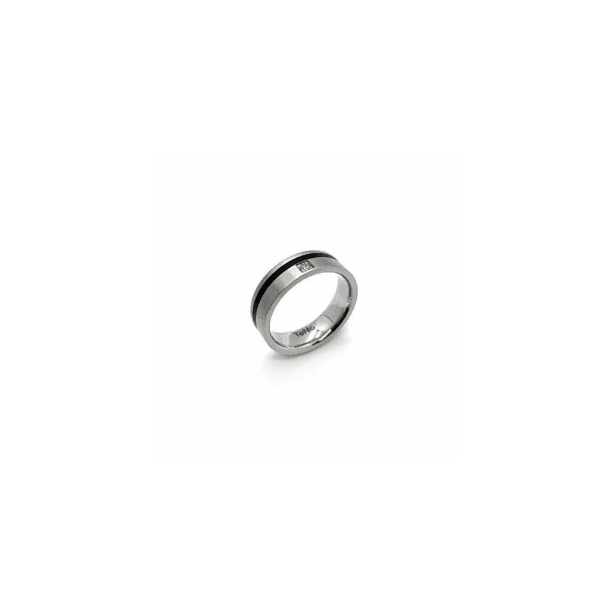 DIAMOND STEEL AND CERAMIC TENO RING - 064.13P01.D30.55