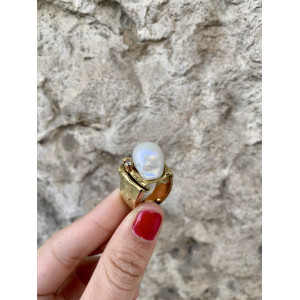 BARROQUE PEARL GOLD MISANI RING - A728
