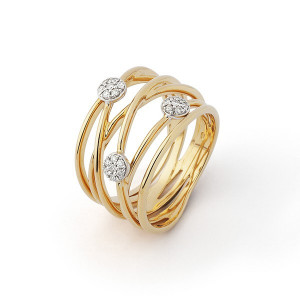 ANILLO DE ORO ROSA Y DIAMANTES - R6481FMKO14