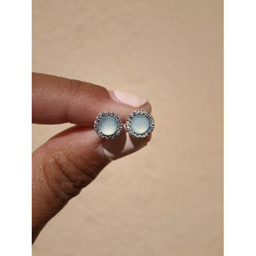 CHALCEDONY SILVER SUNFIELD EARRINGS - PE060634