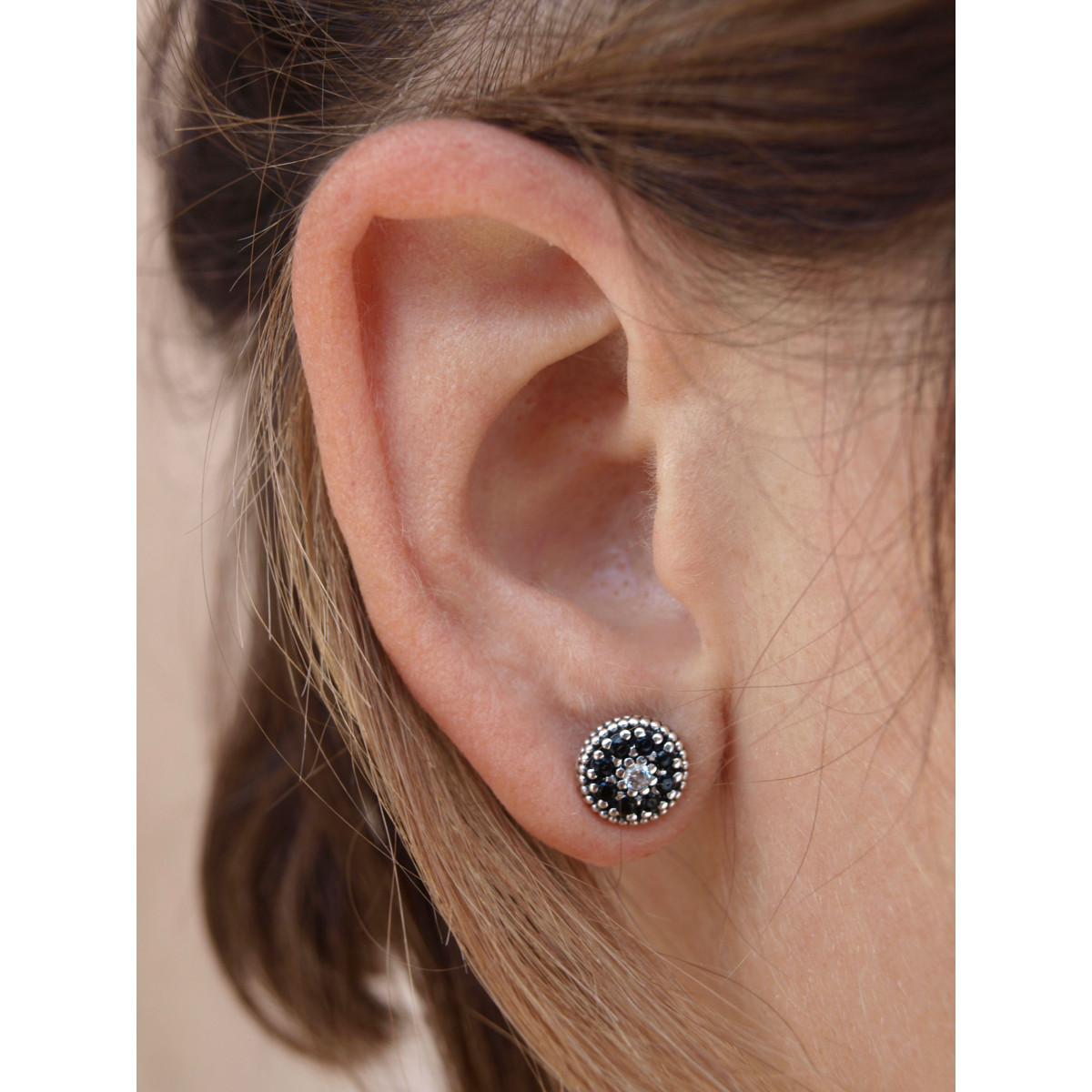 PENDIENTES TOP SILVER NEGROS - PE5717PN