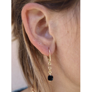 PENDIENTES ALISIA AGATA NEGRA - AL255ORO AGATANERA